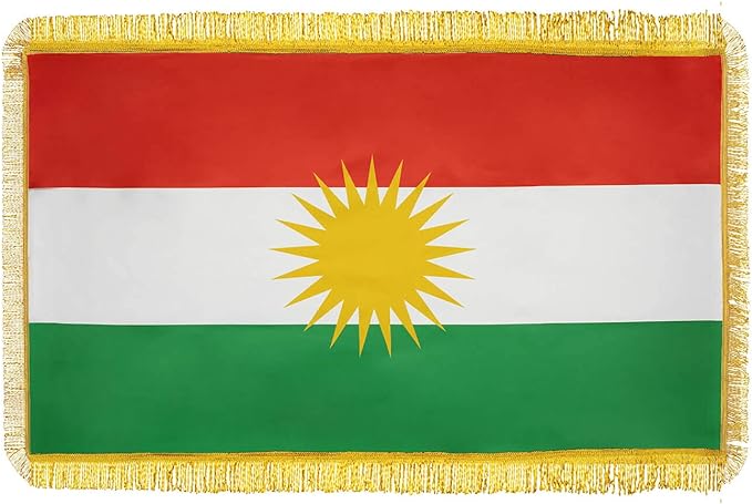 Kurdistan flag with fringes