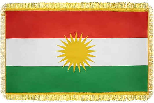 Kurdistan flag with fringes